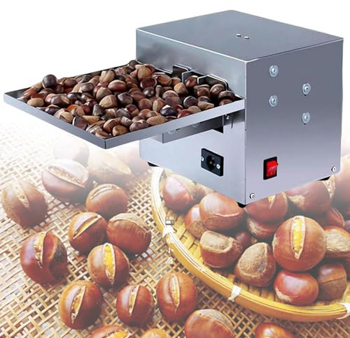 vnmudzeo MáQuina EléCtrica para Romper CastañAs De 60 W, 66 A 110 LB/H, Cortadora De CastañAs Comercial De Acero Inoxidable De 160 RPM, Profundidad De Apertura De 0,5 A 2,5 Mm,110V