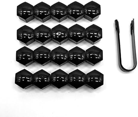20 Pcs Car Wheel Nut Caps Bolt Covers for VW Transporter T5 2003-2015, Tire Screw Cap Protection with Removal Tool Tyre Wheel Nut Covers Set,Bla-ck-17mm