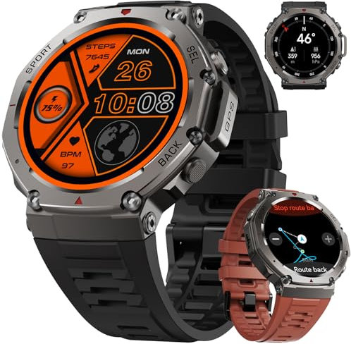 FOXBOX DM3 Smartwatch Uomo GPS,Display AMOLED 1.43, Orologio Fitness con 100+ Modalità Sportive,Autonomia 30 Giorni,Impermeabile IP68,Barometro/Altimetro/Bussola 2025