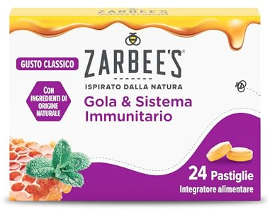 Zarbee's Gola & Système Immunitaire Goût Classique/Original, Complément de défense immunitaire pour adultes et enfants de 6 ans et plus, pastilles irritées de la gorge, sans gluten et sans lactose, 24