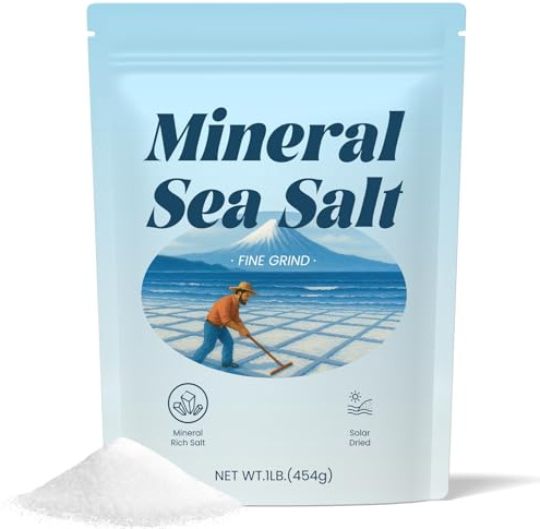 Vrixlanua Mineral Sea Salt – 100% Natural, Unrefined, Non-GMO, No Additives – Mineral-Rich (Calcium, Magnesium, Potassium) – Fine Grind for Cooking, Baking & Finishing – Resealable Bag, 1 lb
