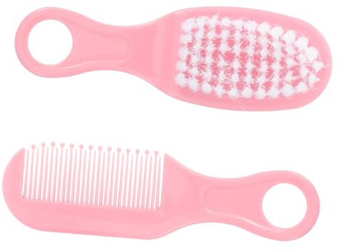 KOMBIUDA 1 Set Massagekamborste Set Vaggborste Brudgumskamborste För Spädbarn Badkarsskrubber Babyhårborste För Nyfödd Rosa Babyborste Och Kam Spädbarn