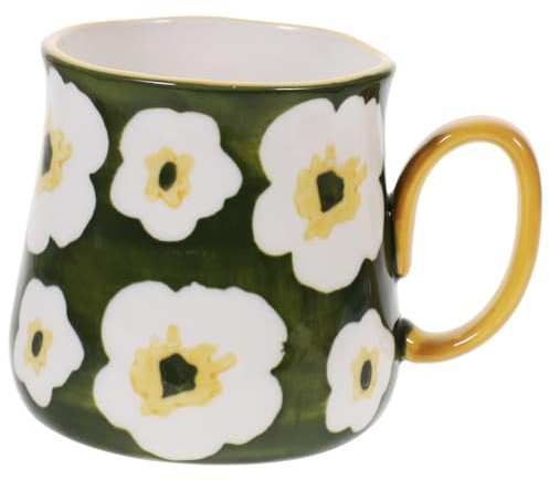 POPETPOP Taza De Cerámica Hogar 401-500ml Estampado Floral Pintado a Mano, Multicolor, Resistente a Altas Temperaturas, Taza Asa Para Desayuno y Bebidas Multiusos