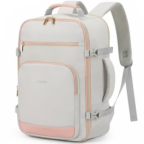 ETRONIK Ryanair Cabin Bags 40x30x20, 24L Underseat Travel Backpack Cabin Size Hand Luggage Bag with Side Pocket, 15 Inch Laptop Backpack, Waterproof Carry On Bag for Wizz Air, Easyjet, Grey