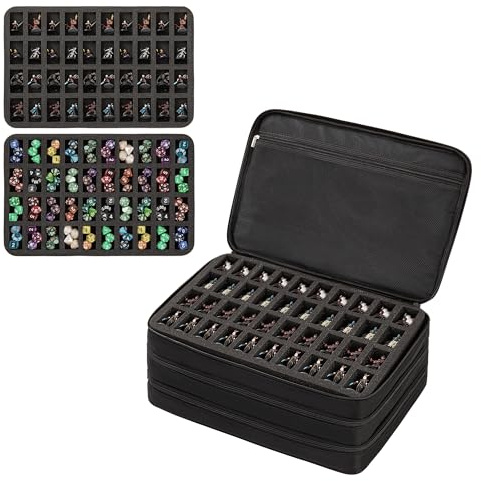 OSPUORT Miniature Carrying Case Miniature Storage Figure Bag 120 Slot Figurine Carrying Case Compatible with 40k, DND and More (Black, Bag Only)
