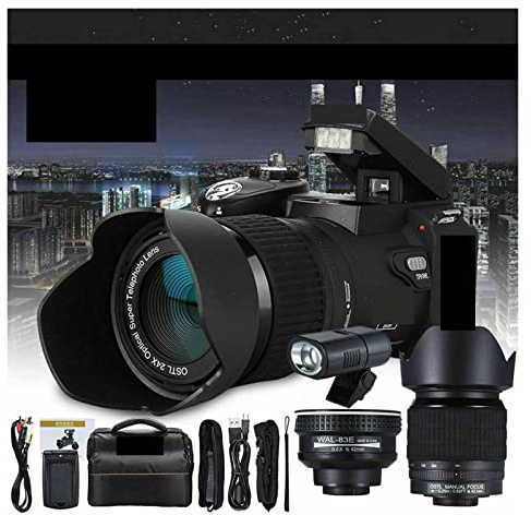 Appareil Photo Numérique, Appareil Photo numérique 33MP Objectif Grand Angle 0,5X Téléobjectif 24X + Appareil Photo numérique à lumière LED(D7200 2battery)