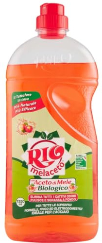 Rio Melaceto Detersivo con Aceto di Mele biologico - Ideale per pavimenti, lavelli, piastrelle, fornelli, forno, frigo, elettrodomestici, utensili da cucina 4PZ X 1250ml
