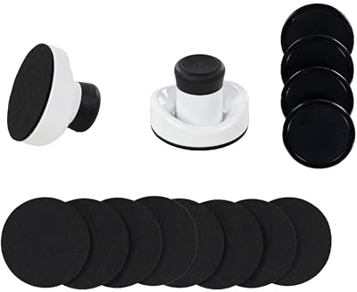 Barrington Air Hockey Accessories Set 2 White Pushers 4 Black Pucks, 8 Replacement Pads, Fits 84 to 96 in Air Hockey Tables, Durable Plastic Soft Grip Handles