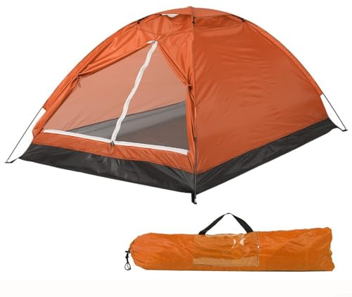 Besttoolifes 2 Camping-Zelte mit abnehmbarem Regenfliegen und Fiberglas-Stangen, leicht, wasserabweisend, Rucksackreisen, Strand für Outdoor, für Garten, Angeln, Unterschlupf, Wandern (Orange)