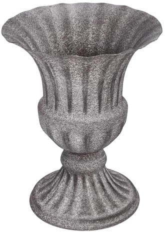Sewroro Florero de Cementerio de Hierro Robusto 1 Pieza Gris Vintage Base Estable Jarrón Conmemorativo para Tumbas y Decoración Funeraria Adecuado para Flores Secas y Seda