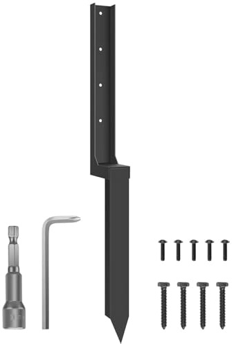 Kit de réparation de poteaux de clôture – Piquet de sol de 41,91 cm, ancrage au sol pour poteau de clôture robuste, ensemble de pointes stabilisatrices en acier GroundSupport | Piquet de Support de po