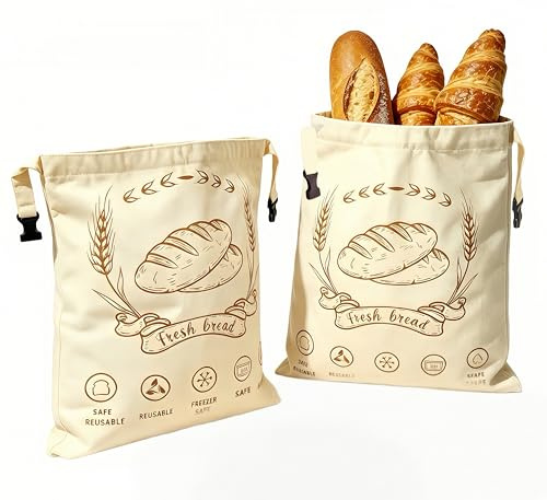 2 Pack Reusable Beeswax Bread Bags for Sourdough, 17×13Homemade Sourdough Bread Bags (Bread Bag-02)