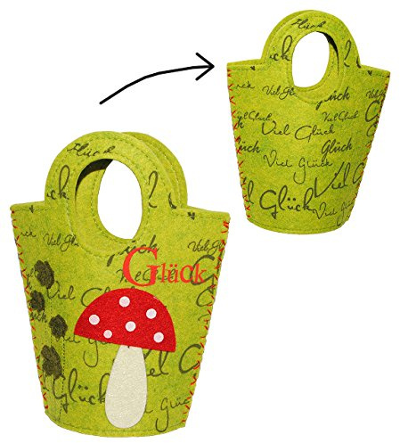 alles-meine.de GmbH Filztasche/Aufbewahrungsbox/Geschenktasche - Viel Glück Glückspilz & Pilz mit Kleeblatt - Taschen Filztaschen für Kinder & Erwachsene - Filz auch als ..