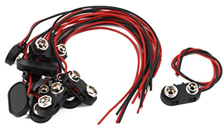 Sourcingmap – ® 10 pcs 15 cm longitud Cable de plástico negro 9 V batería pendientes grapa S conectores tipo T