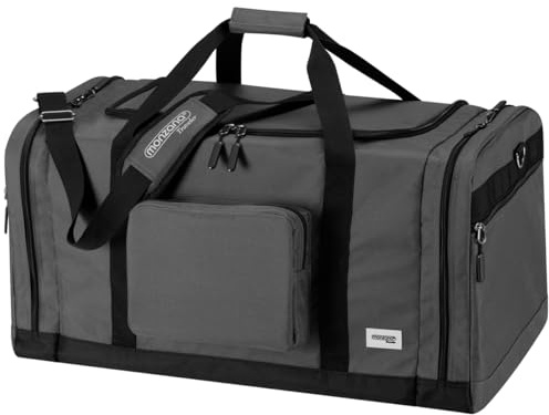 MONZANAŽ Sac de Sport Football ou Sac de Voyage Noir de 90L 70x35x35cm avec Bandouličre Épaulette Amovible réglable et Poches Type Dufflebag