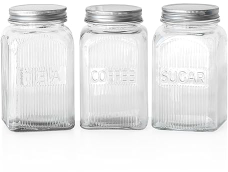 1175ml Large Glass Tea Coffee Sugar Storage Canisters Jars
