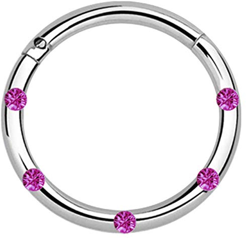 Piercing Smooth Segment Ring, Clicker mit kleinen Steinen in 1,2 mm