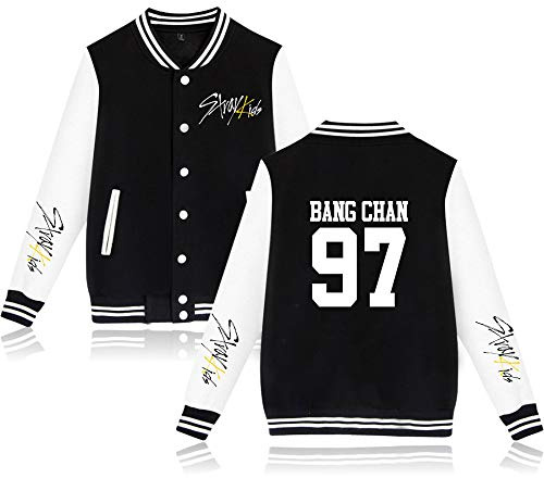 Kpop Stray barn baseballjacka långärmad pullover gul trätryckta tröjor unisex tröja varm ytterkläder topp Bang Chan Changbin Hyunjin Felix Seungmin Jeongin Jisung Minho Woojin