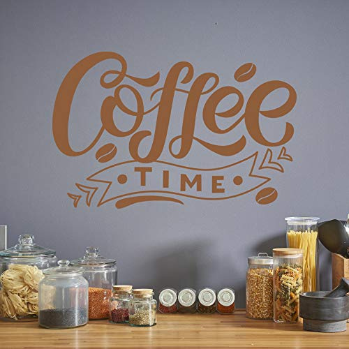 WANDKIND Coffee Time - Wandtattoo Sticker Aufkleber Kaffeezeit Kaffee Zeit (Lehmbraun, 120 x 77 cm)