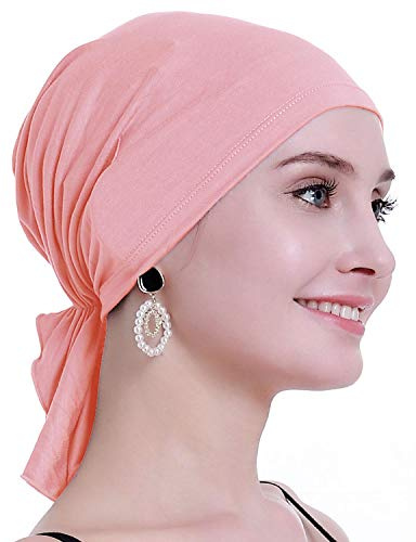 osvyo Bambus Chemo Kopftuch für Frauen mit Haarausfall - Krebspatienten Kopfbedeckung Turban in Versiegelter Verpackung-Mandel-ROSA