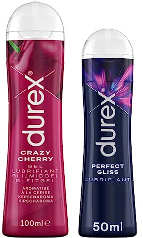 Durex 2 Gels Lubrifiants Intimes - Perfect Gliss Lubrifiant Anal - Crazy Cherry Comestible Goût Cerise