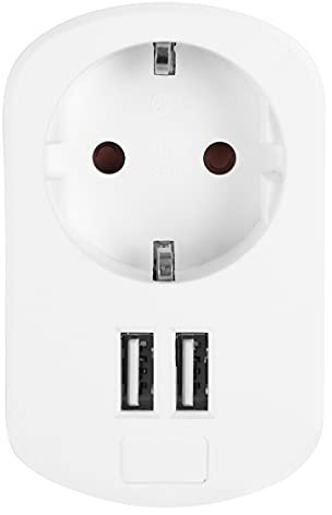 Orbegozo EN 1200 - Enchufe y Adaptador Carga USB, 2 Puertos USB, Potencia máx. 3680 W, protección sobrecarga, sobrecalentamiento y Cortocircuitos, Multicolor