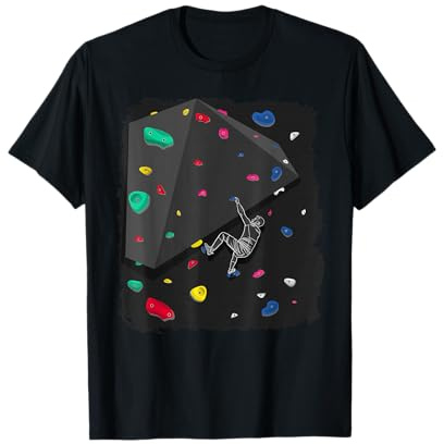 Felsen Klettern Shirts & Bouldern Geschenkideen | Kletterhalle und Boulderwand mit Griffen | Bouldern T-Shirt Schwarz Unisex Erwachsene Klein