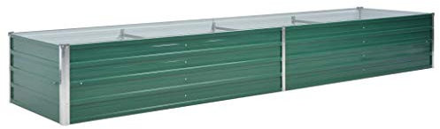 Kstyhome Jardinera elevada de acero galvanizado, 320 x 80 x 45 cm, color verde