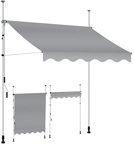KESSER® Tenda da Sole a Morsetto con manovella per Balcone, Tenda da Sole per Balcone, Regolabile in Altezza, Idrorepellente, Protezione Solare, Copertura per terrazze, Grigio, 300cm