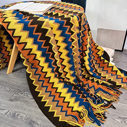 Gestrickte Kuscheldecke Mit Quaste Weich Boho Strick Decke Wohndecke Sofadecke Couchdecke Schlafdecke Tagesdecke überwurf Decke Für Sofa, Bett, Couch, Büro (Kaffee,127x200+20cm)
