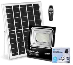 Aigostar - Projecteur solaire LED d’extérieur avec panneau solaire,200W. Projecteur ultra lumineux avec protection IP66. Lumière solaire extérieure pour jardins， portes， cours， garages， etc.