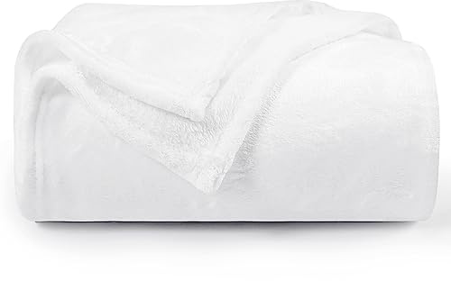 Aisbo Kuscheldecke Flauschig Decke Weiß - Fleecedecke Warme Sofa Decke für Winter, Kuschlige Wohndecke Kinder Weich als Wohnzimmer, Blanket 130x150 cm Klein Couchdecke