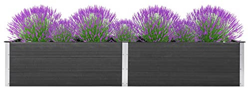 ZEYUAN Garten-Hochbeet, Palettenrahmen, Hochteich, Gemüsebeet, Kräuterregal Balkon, Blumenbeet, Kräuterspirale, Tomatenbeet, Pflanzhochbeet, 200x100x54 cm WPC Grau