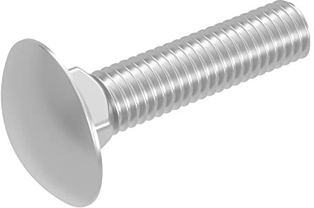 SECCARO Lot de 20 vis de serrure M8 x 35 mm, acier inoxydable V2A VA A2, DIN 603 / ISO 8677, tête ronde plate avec embout carré, filetage complet