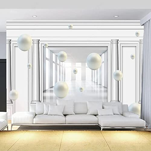 XAONUO Corredor Pvc Autoadhesivo Impermeable Papel Tapiz 3D Corredor Blanco Creativo Fotomural 3D Mural De Personalizar Vinilo 300X200Cm Sala De Estar Mural De Arte De Etiqueta De La Pared