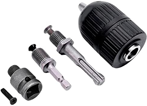 Portabrocas Sin Llave, Adaptador de Metal de 3 Mordazas 1/2in Cuadrado A 1/4in Hex 2-13mm para Taladro de Impacto Amoladora Eléctrica