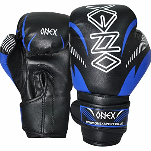Kids Boxing Gloves 2023, MMA Training Sparring Maya Hide Leather Muay Thai Kickboxing Men Women Junior Heavy Punching Boxing Bag Mitts Focus Pads Workout Ventilated Palm Multi Layered (Blue, 4 Oz)
