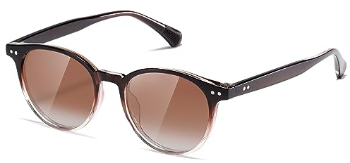 kimorn Polarisierte Sonnenbrille für damen und herren Retro Trendy Sonnenbrille 90's Vintage Runde Rahmen K1515 (Braun/Farbverlauf Braun)