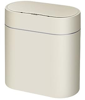 Intelligent Sensor Trash Can with Self Sealing Lid, 9L Automatic Kitchen Bin ，Garbage Can for Touch-Free and Odorless (Cream White)
