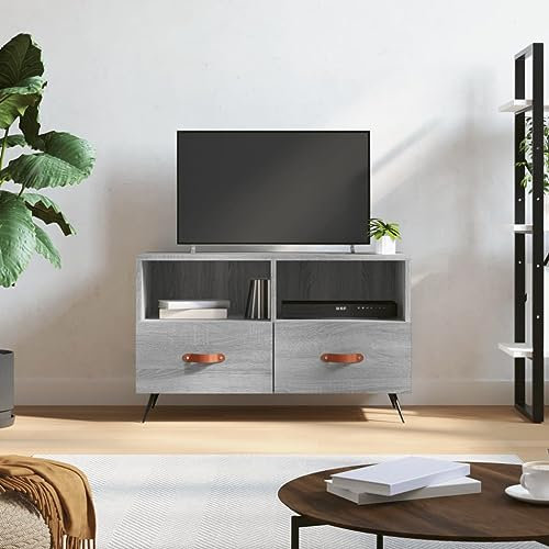 Rantry Casa Mobile Porta TV Grigio Sonoma 80x36x50 cm in Legno Multistrato, Mobile Porta TV Mobiletto Basso per TV per Tavolino da Salotto Industriale Supporto TV Salotto h