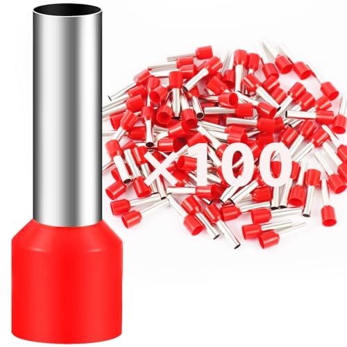 Terminales de cable de PVC parcialmente aislados de cobre estañado (100, 10 mm² x 18 mm)