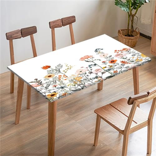 Morbuy Rechteckige Elastische Tischdecke, 3D Drucken wasserdichte Gartentischdecken Quadratisch Angepasste Tischdecke Abwischbar Tischdecken Tischtuch Tischschutz (80x80cm,Blume Zweig)