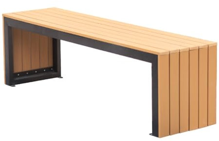 Gartenbank aus Kunststoff und Holz, Parkbank for Den Außenbereich mit Lattensitz, Rückenfreie Verandabank mit U-förmigem Sitz for Wintergarten, Garten, Poolrand, Terrasse(Size:150*40*45cm/59*16*18in)