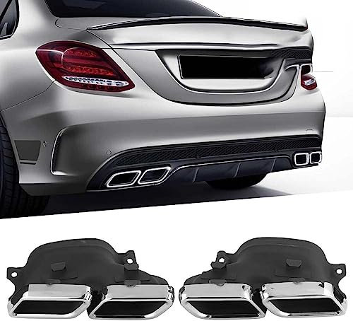 DBCFL Endstuck Auspuff für Mercedes AMG C63/S W205 S205 C205 A205 2015 2016 2017 2018, Auspuffblenden Edelstahl Auto Endstück Endschalldämpfer Spitze Endrohrblende,Silver