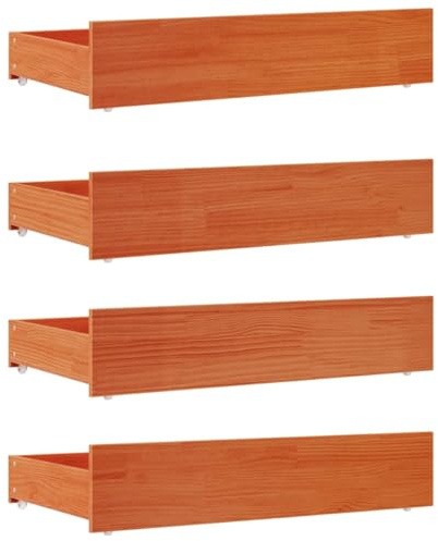 vidaXL Bettschubladen 4 Stk. Wachsbraun Massivholz Kiefer