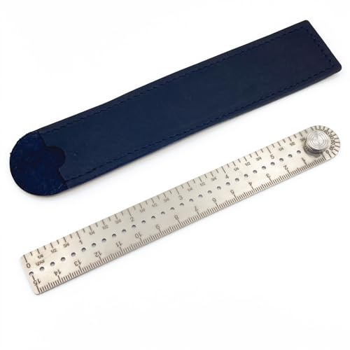 Titan-Lineal, gerades Metall-Lineal, tragbares EDC-Micro-Lineal, doppelseitiges Zeichenlineal, Winkelmesser, Zirkel, Bogen, Messwerkzeuglineal (cm / Zoll) (groß)
