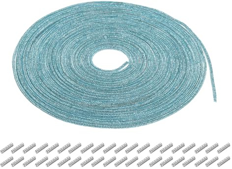 QUARKZMAN 4 mm x 10 m rörformigt rep strass kristallrep för gör-det-själv-dekoration sneakers tröjor byxor gymnastik, blå sjö med aglar