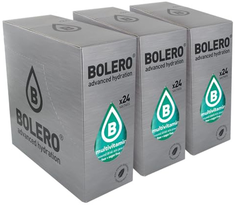 SET 72 BOLERO DA 9 GRAMMI MULTIVITAMIN Preparato istantaneo per Bevande con Stevia e Vitamina C e Senza Zucchero