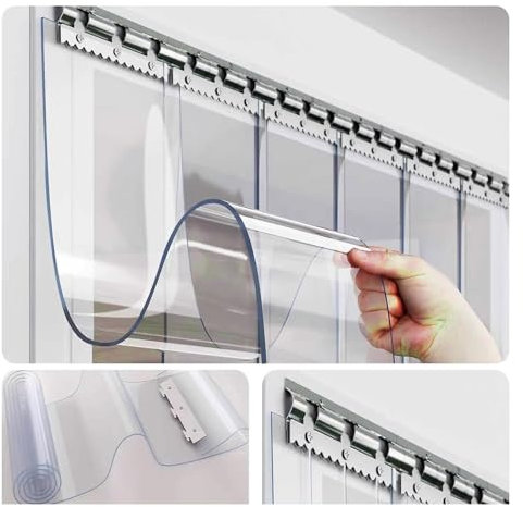 SYFXZZDS Cortinas Exterior Puerta de Tiras Anti-rasguños Cortina de láminas de PVC, Comercial Industrial Cortina PVC Transparente para Congelador Depósito Puertas(90x200cm/35.43x78.74in)