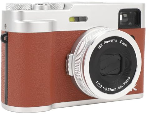 Appareil Photo 5K, Image 48 MP, Zoom 16X, Double Caméra, pour Vlogging, avec Viseur, Rotation à 360 Degrés, Anti-secousse, Caméra D'enregistrement Vidéo Youtube, Webcam (Brown)